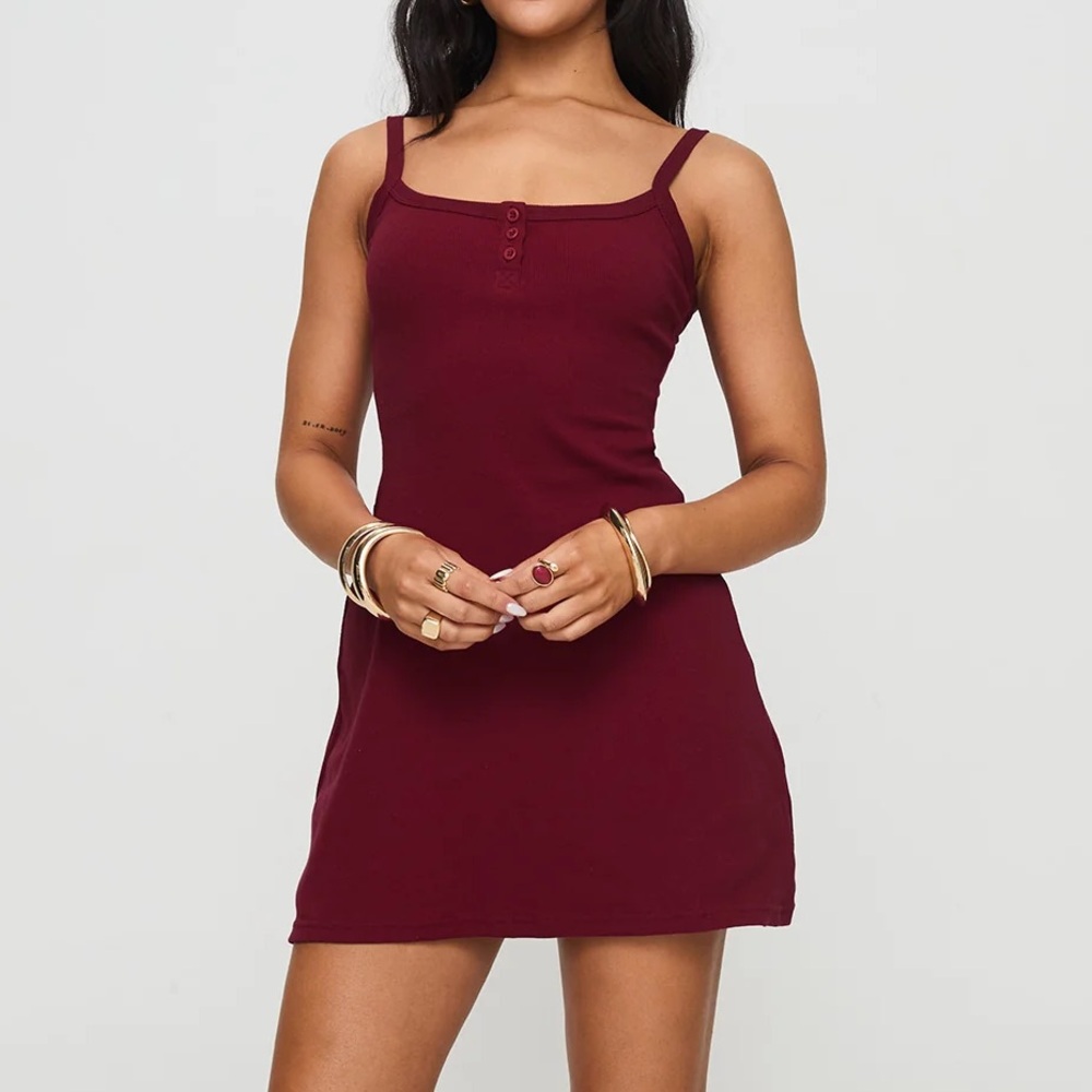 Baseline Rib Mini Dress Red - Picture 2 of 6